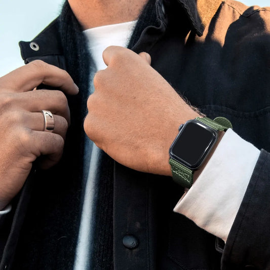 Nylon-Leather Hybrid Strap for Apple Watch